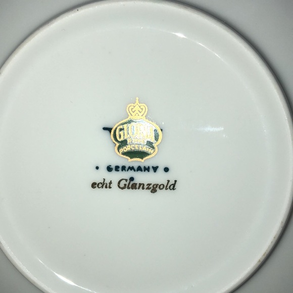 Vintage Gloria Fine Porcelain 5.5" Ecth Glanzgold Floral Plate W/ Golden Handle - Picture 5 of 5
